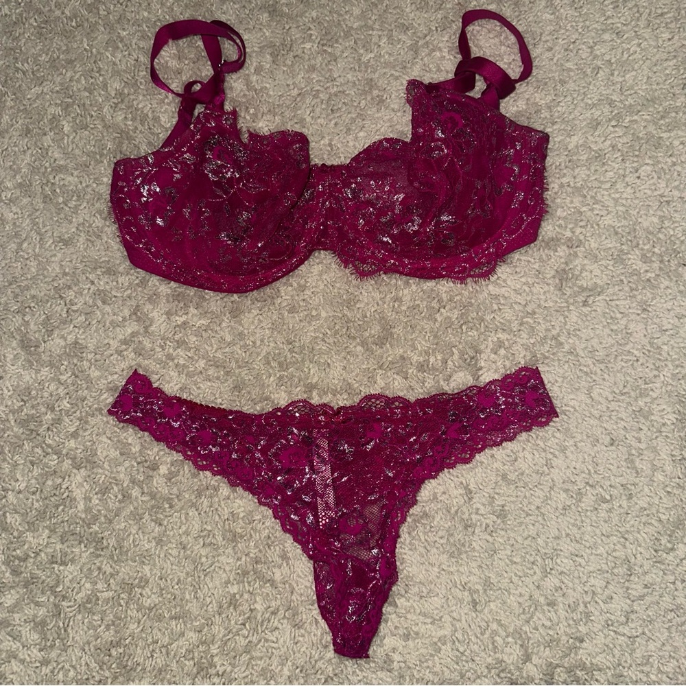 Victoria’s Secret Lace Lingerie Set in Deep Pink